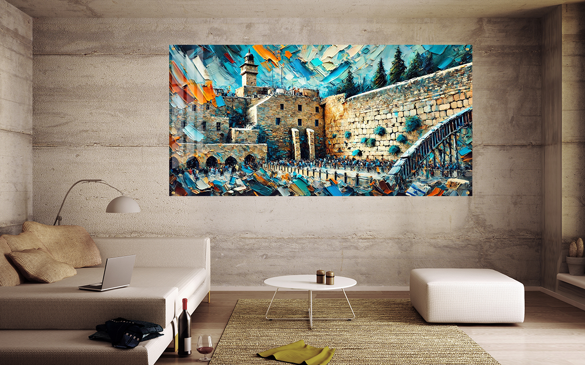 3d,Illustration,Of,Mockup,Interior,With,Concrete,Wall הכותל המערבי - דגם אקרילי 002 – תמונה 1