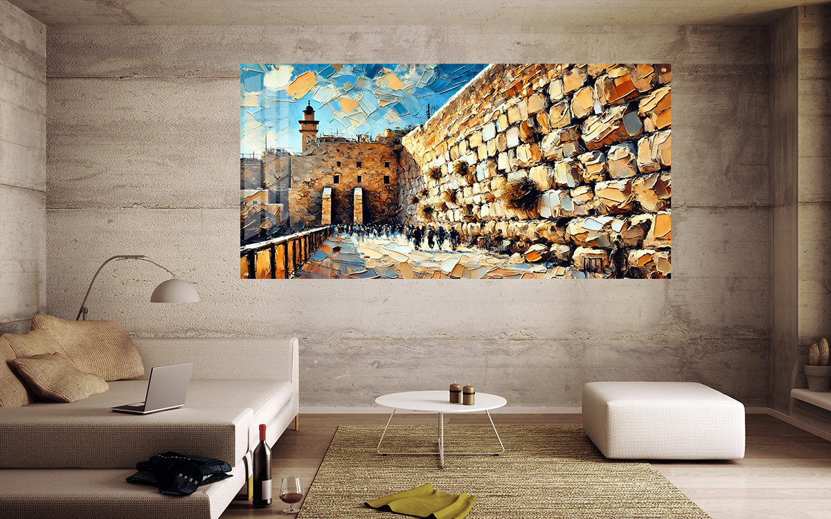 3d,Illustration,Of,Mockup,Interior,With,Concrete,Wall הכותל המערבי - דגם אקרילי 001 – תמונה 1